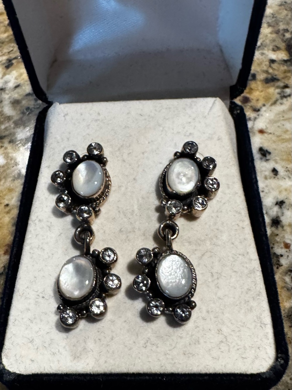 Sterling Silver Mother-of-Pearl Drop Earrings - White